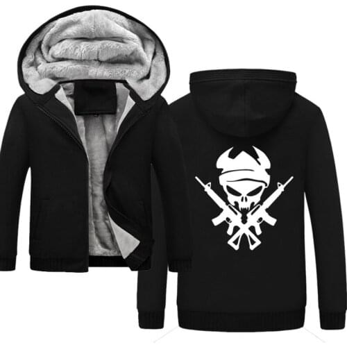 Hoodies Men soldier with gun helmet Mens Hoodies Suit Winter Thicken Warm Fleece cotton Zipper Tracksuit Mens Jacket Streetwear