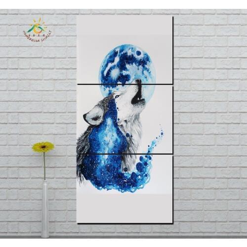 Wall Art Canvas Painting Posters and Prints Decorative Picture Abstract Wolf Decoration Home For Living Room 3 PIECES