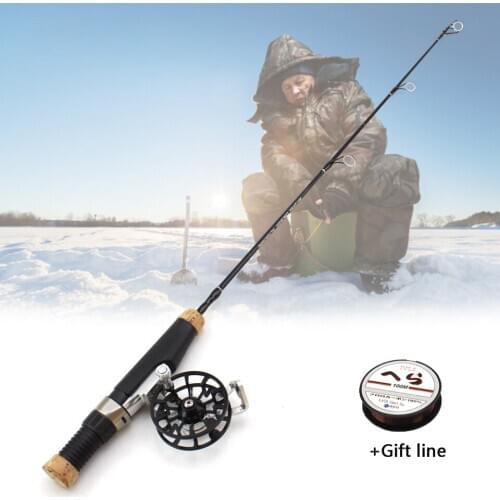 NEW 60cm Winter Ice Fishing Rods and Fishing Reel Superhard Pole Carbon Fiber 1 Section carp Fishing Tackle Free fishing line