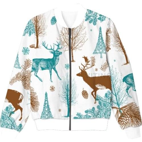 New Fashion Hunting Graphic Spring Autumn Winter Hip Hop Casual Brand 3D Print Deer Thin Jacket Polyester V12