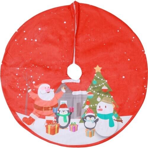 Newest Arrival Christmas Tree Skirt Snowman Santa Claus Penguin Pattern Festival Decorations Home Furnishing Ornament Dress