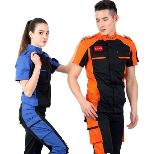 Auto Repair Work Clothes summer short Sleeve Suit Auto Repair Clothing Tops pants Auto Beauty Repair Car Wash Durable Breathable
