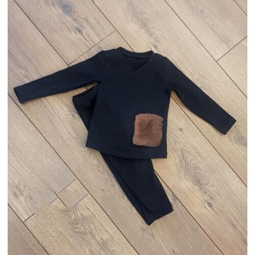 Spring Autumn Kids Cotton Sleepwear baby Girls & Boy Pajamas Sets 2Pcs Pajama Tops And Pants Set Children Fur Pocket Pajamas