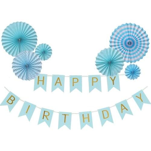 Happy Birthday with Flower Banner Candy Bar Garland Decor Bronzing Happy Birthday Bunting Birthday party Supplies Baby shower