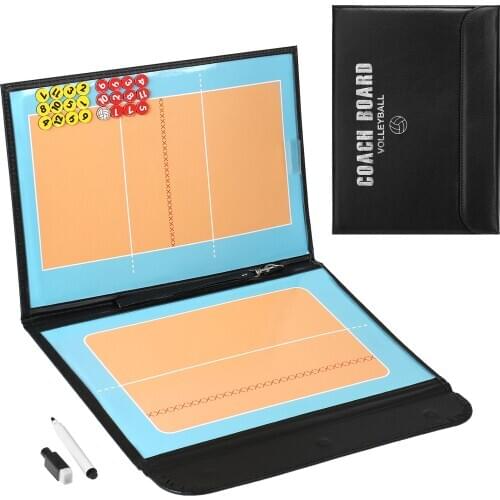 Foldable Volleyball Magnetic Tactic Board Coaching Strategy Board with Marker Pieces and 2-in-1 Pen Volleyball Equipment