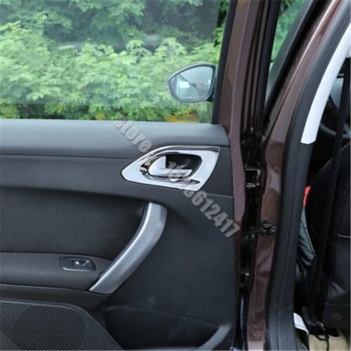 Car styling for Peugeot 2008 2014-2019 ABS Chrome inner door bowl handle decorative frame