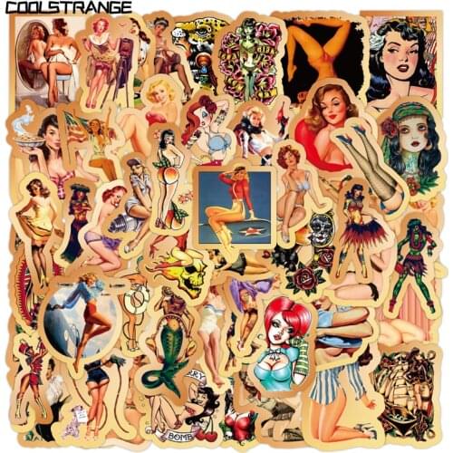 10/30/50Pcs Europe and America Retro Sexy Pin Up Girl Stickers Skateboard Laptop Guitar Scrapbooking PVC Decals Toy Kids Gifts