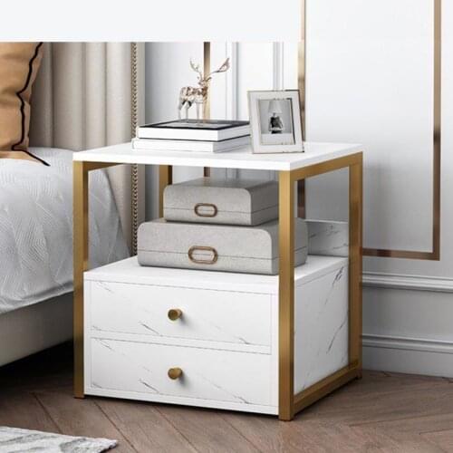 Nightstands Bedroom Wooden Nordic Furniture Metal Frame Marble Design Bedside Tables for The Bedroom