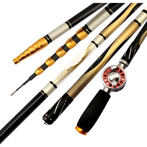 4.5m 9m Hollow Fishing Rod Ultra-light and Hard Stream Olta 28-tonalty Fishing Pole Positioning Cane and Reel Set Fishing Tackle