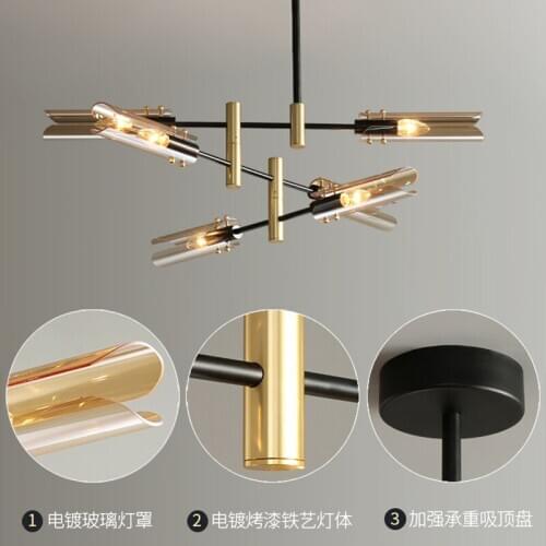 Vintage glass ball iron chandeliers ceiling led light modern led chandelier bedroom avizeler luzes de teto lampes suspendues