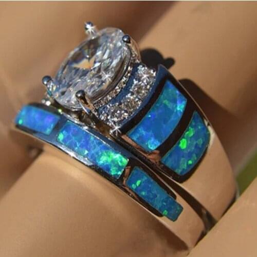 WANGAIYAO2021 New Epoxy Inlaid Zircon Womens Two-in-One Ring Pair Ring Set Ring New Wedding Ring Female Fashion Jewelry Jewelry