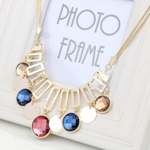 Vintage Classic Big Necklaces & Pendants For Women Hyperbole Round Crystal Pendant Necklace Fashion Brand Geometric Fine Jewelry