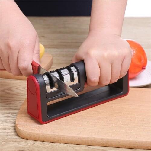 1pc Knife Sharpener Quick Sharpener Stainless Steel 3 Stages Fine Coarse Ceramic Home Utensils Gadgets Kitchen Accessories Tools