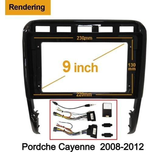 1din 2Din Car DVD Frame Audio Fitting Adaptor Dash Trim Kits Facia Panel 9inch For Porsche Cayenne 2008-2012 Double Radio Player