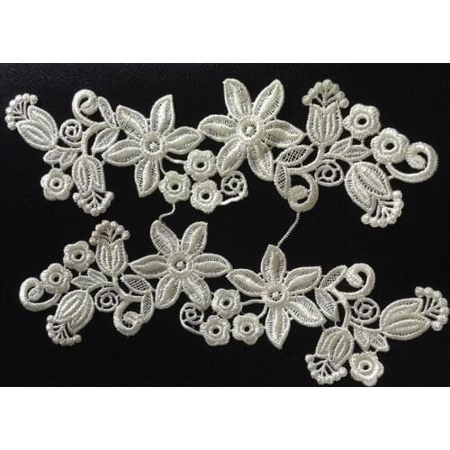 25.5cm*8.5cm polyester mirrored embroidery flower applique, embroidery lace patches,veil applique,XERY-BQ0719E