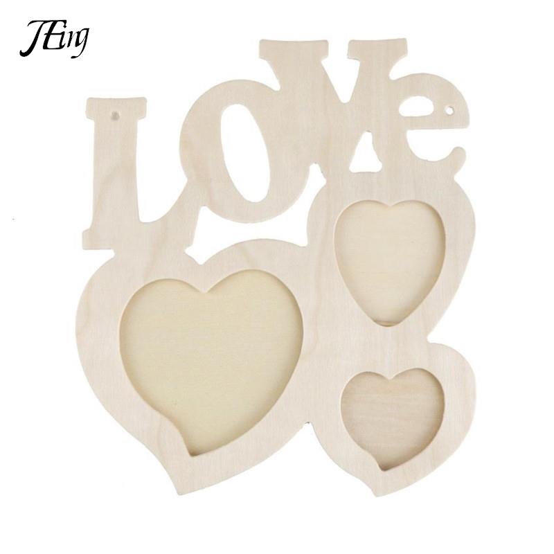 3 in 1 White Hollow Love Wooden Family Picture Photo Frame DIY Art Decor Frame