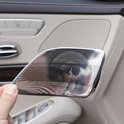 4pcs Car Stainless Steel Door Speaker Cover Trim for Mercedes Benz W222 S Class S300 S320 S350 S400 2014-2020 Models Accessories