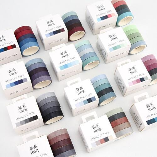 5 pcs/pack Warm Color basic paper Washi Tape DIY Scrapbooking Sticker Label Masking Tape School Office Supply