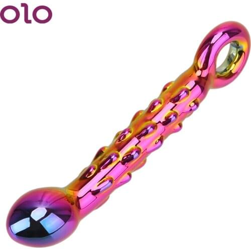 OLO Crystal Glass Dildo Anal Plug Stimulation Female Masturbation Fake Long Penis Cock Vagina Massage Sex Toys for Women