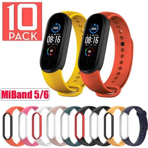 10Pcs/Pack Bracelets For Mi Band 5 6 Strap For Xiaomi Mi Band 5 6 Smart band Bracelet Wrist Strap For Xiaomi MiBand 5 Band Belt