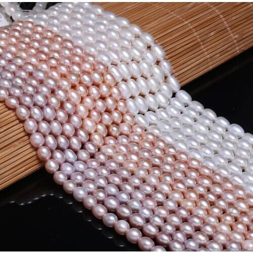 AAA Charm Freshwater Pearl Beads Elliptical Natural Pearls for Jewelry Making DIY Elegant Bracelet Necklace Accessories 6-7mm