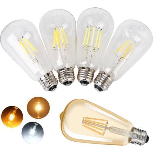 Decorative Filament Light Bulbs Dimmable E26 ST64 4W 6W 8W 10W AC 110V Pendant Vintage Lamp 2700K 6000K For Home Lighting