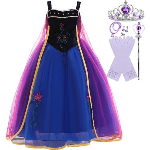 Girl Anna Cosplay Costume Children Princess Dress Anna Snow Queen Costume Baby Girl Princess Party Christmas Evening Dress 3-12Y