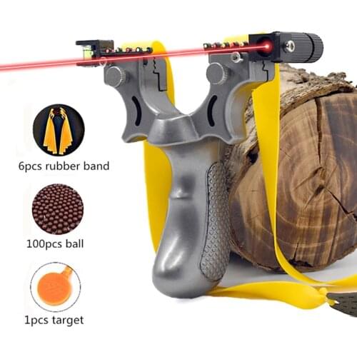Outdoor Competitive Slingshot Toy High Precision Laser Aiming Slingshots Flat Rubber Bands Hunting Catapult Toy Sports