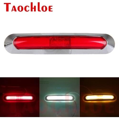 1Pc 12V 24V LED Additional Brake Lights Truck Trailer Side Marker Lights Chrome Bezel Tail Lamps Lorry Boat Clearance Light