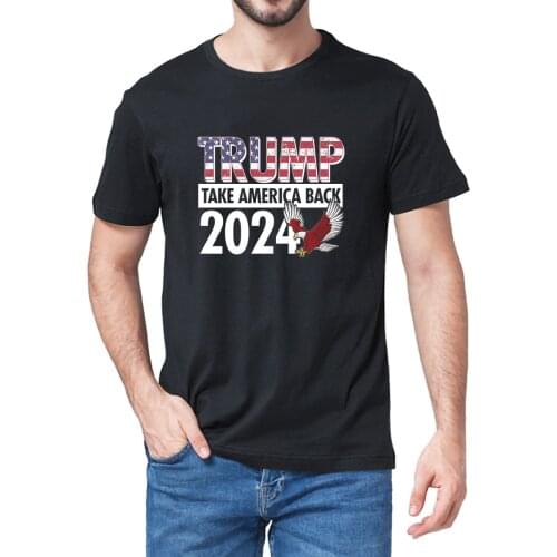 Unisex 100% Trump Take America Back 2024 USA Flag Eagle Premium Summer Mens Novelty Oversized T-Shirt Women Casual Streetwear
