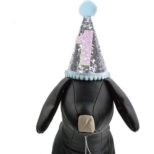 New Dog Birthday Hat Decorative Shiny Dog Hat Pet Headband Pet Headwear for Dogs Cats 1 2 4 Years Old Birthday Dropshipping
