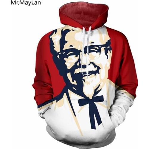 Hipster Design KFC Grandpa Print 3D Hoodies Men Hiphop Streetwear Long Sleeves Pullover Sweatshirts Tracksuits Sudaderas Hombre