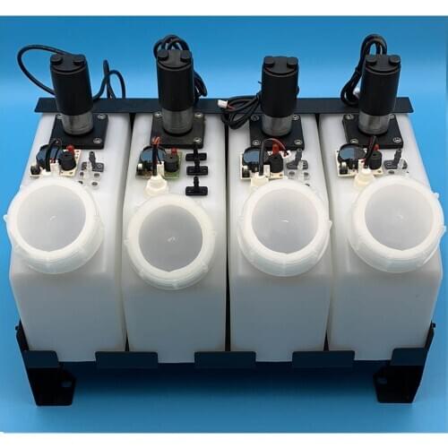 Customized bulk system ink cartridge 1.5L with agitator two outlets three outlets 4*3mm white ink cartridge