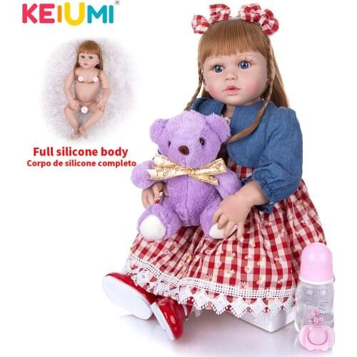 KEIUMI 23 Inch Full Silicone Body Vinyl Reborn Baby Dolls 55 CM Lifelike Bebe Dolls Toy Gift For Child Birthday XMAS Surprises