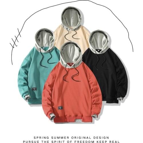 Korean Hooded Hoodies Men 2021 Autumn New Hot Sale Fashion Casual sweatshirts quality jogger texture Loose basic pullovers