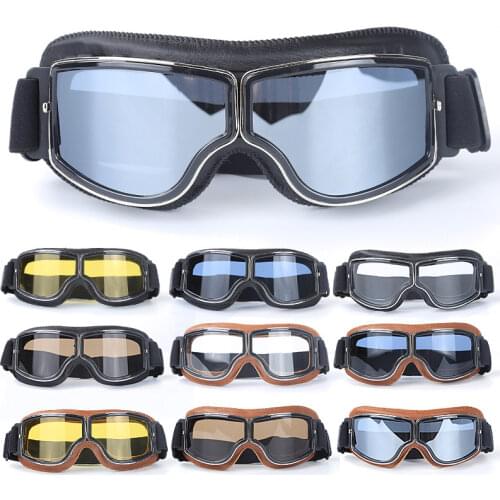 Leather Goggles VOSS Latest Retro Universal Folding Vintage Motorcycle Goggles Jet Pilot Sunglasses