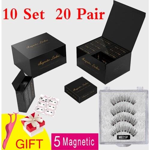 MB New 10 Set 5 Magnets Magnetic Eyelashes 3D Mink lashes Natural Lengthening Makeup False Eyelashes Upper With Gift Box