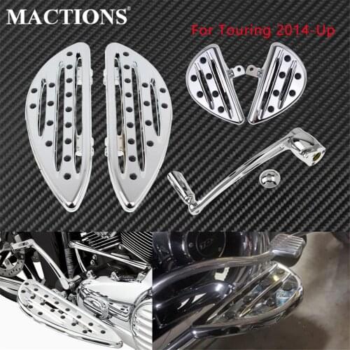 Motorcycle Front Rear Floorboards Driver Passenger Footpegs Brake Arm Kit Pedal Chrome Set For Harley Touring 2014-UP Road Glide
