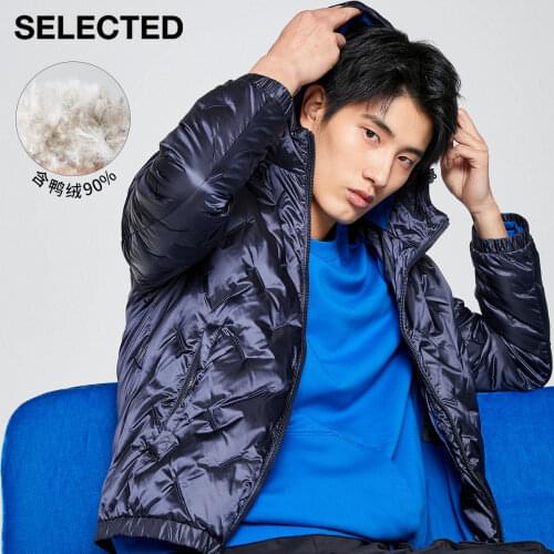 SELECTED Mens Winter Embroidered Hooded Duck Down Jacket S|419412510