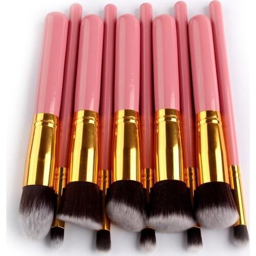 New Arrive 10 pcs Synthetic Kabuki Makeup Brush Set Cosmetics Foundation blending blush makeup tool