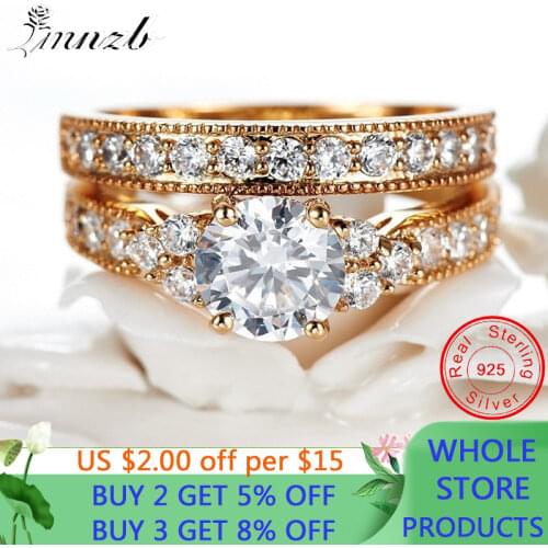 With Certificate Real 925 Sterling Silver 18K Gold Rings Set Natural 2.0ct Zirconia Gemstone Fine Jewelry Wedding Band for Women