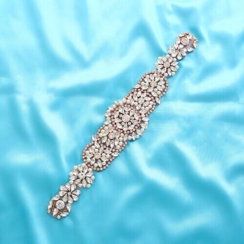 Sticker Iron On Belt Gold Silver Bridal Rhinestone Beaded Applique DIY Accessories Crystal Wedding Dresses Wholesale S122