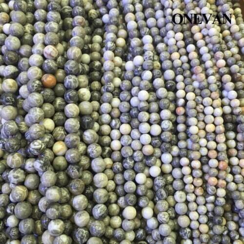 ONEVAN Natural A+ Coral Fossils Beads 6-10mm Smooth Round Stone Bracelet Necklace Jewelry Making Diy Accessories Gift Design