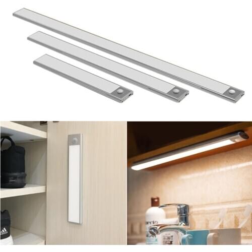 USB Rechargeable 23/40cm PIR Motion Sensor LED Under Cabinet Light Wardrobe Closet Night Light For Kitchen Wall Lamps