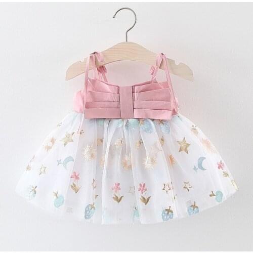 2021 New Summer Infant Baby Girl Clothes Frocks Vestido Toddler Baby Kids Girls Strap Tulle Print Dress Princess Dresses Clothes