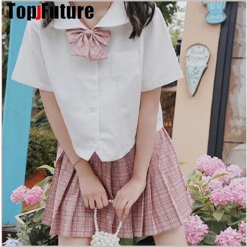 New Arrival Sailor suit School uniform sets JK school uniforms for girls White shirt grey black pink skirt suits Student Cosplay