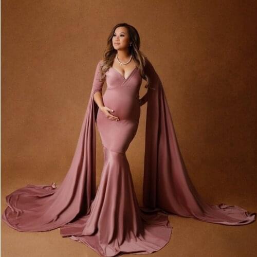 2021 New Designer Mermaid Maternity Dresses With Long Puffy Sleeves V Neck Custom Made Bridal Pregnancy Photography Dressing Gow