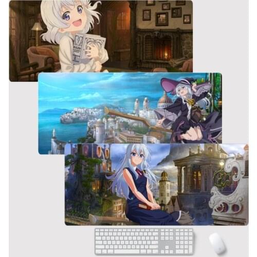 Mouse Pad New Anime The Journey of Elaina Cartoon Figure Large Gaming Computer Keyboard Desk Mat Playmat Lolita Otaku Xmas Gifts