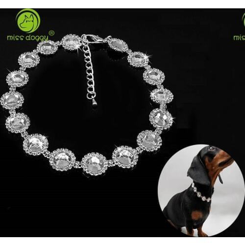 Crystal Rhinestone Pet Cat Necklace Delicate Bling Cat Collar Shiny Neckerchief For Wedding Accessories Pet Products