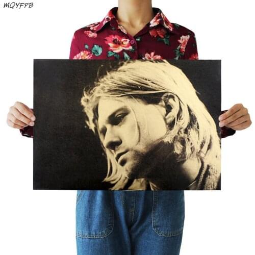 Famous Rock Singer Cobain Kraft Paper Poster Home Room Wall Decoration Painting 50.5x35cm